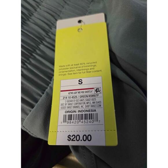 All in Motion NWT Women's SAGE GREEN Woven Mid-Rise Shorts 4" - SIZE Small - Picture 4 of 4